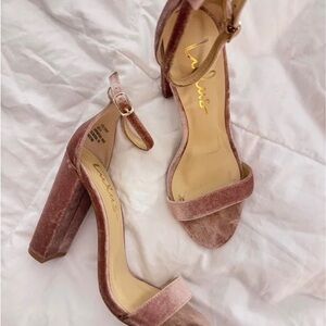 Oculus Blush Velvet Block Heel Sandals